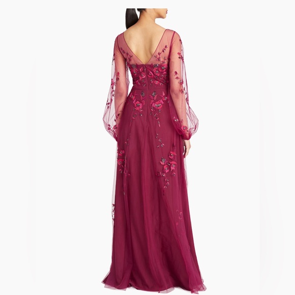 Theia Adora Embroidered Tulle Gown, Color: Fig, Size:14 - Picture 9 of 9